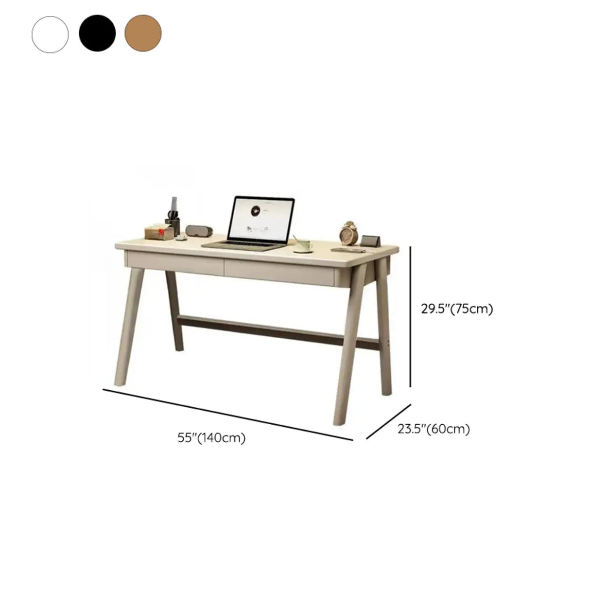 Nut-Brown Wooden Drawers Rectangular Computer Desk Image - 15