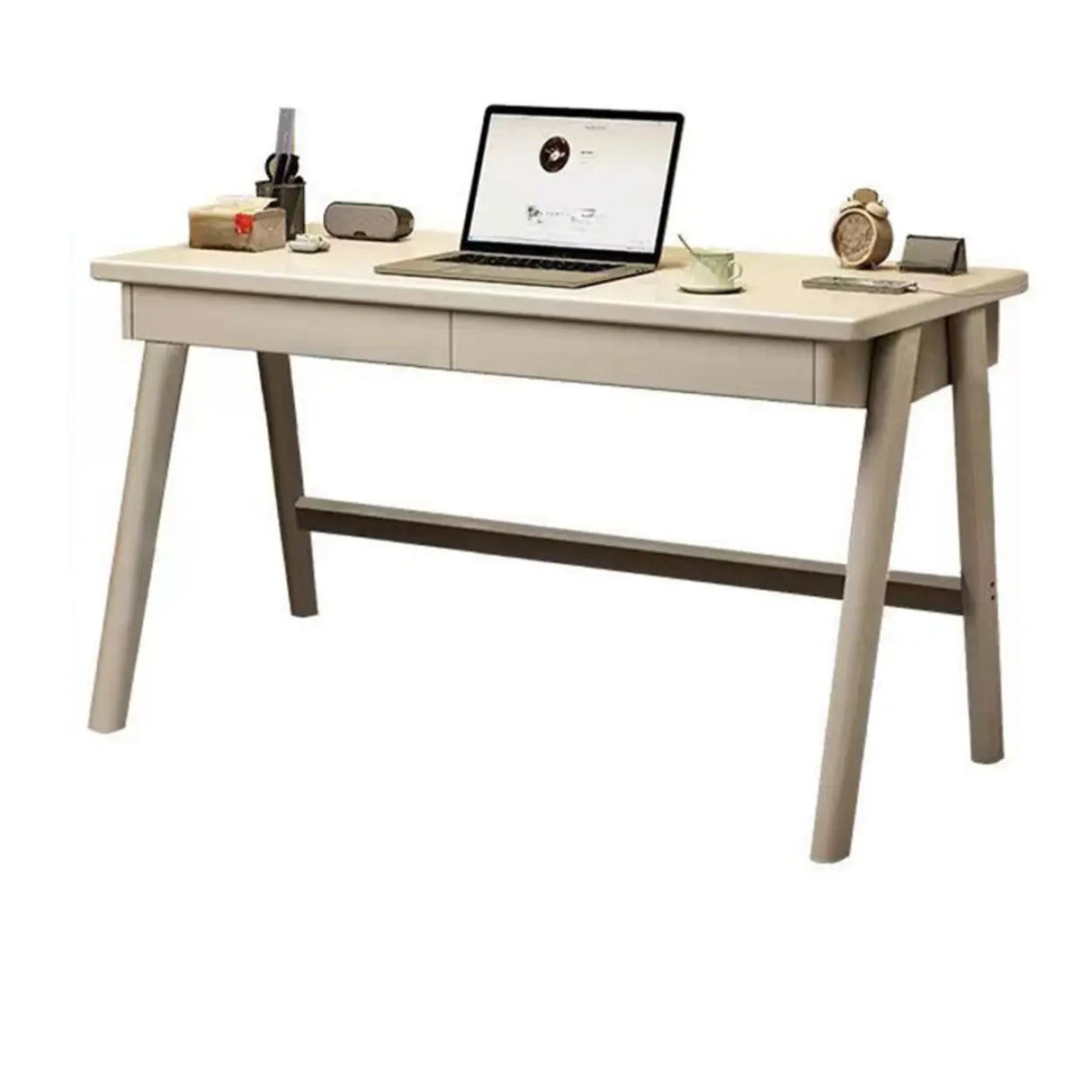 Nut-Brown Wooden Drawers Rectangular Computer Desk Image - 5