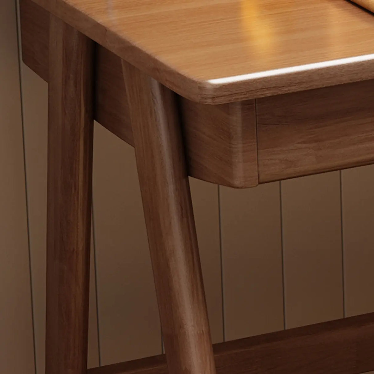 Nut-Brown Wooden Drawers Rectangular Computer Desk Image - 9