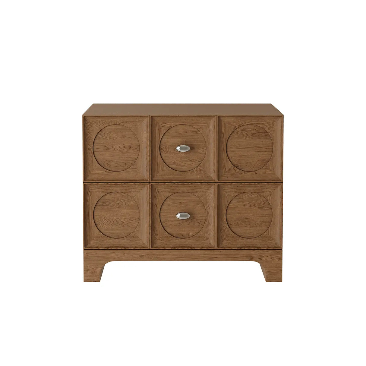 Oak 2-Drawer Storage Rectangular Wood Bedroom Nightstand Image - 2