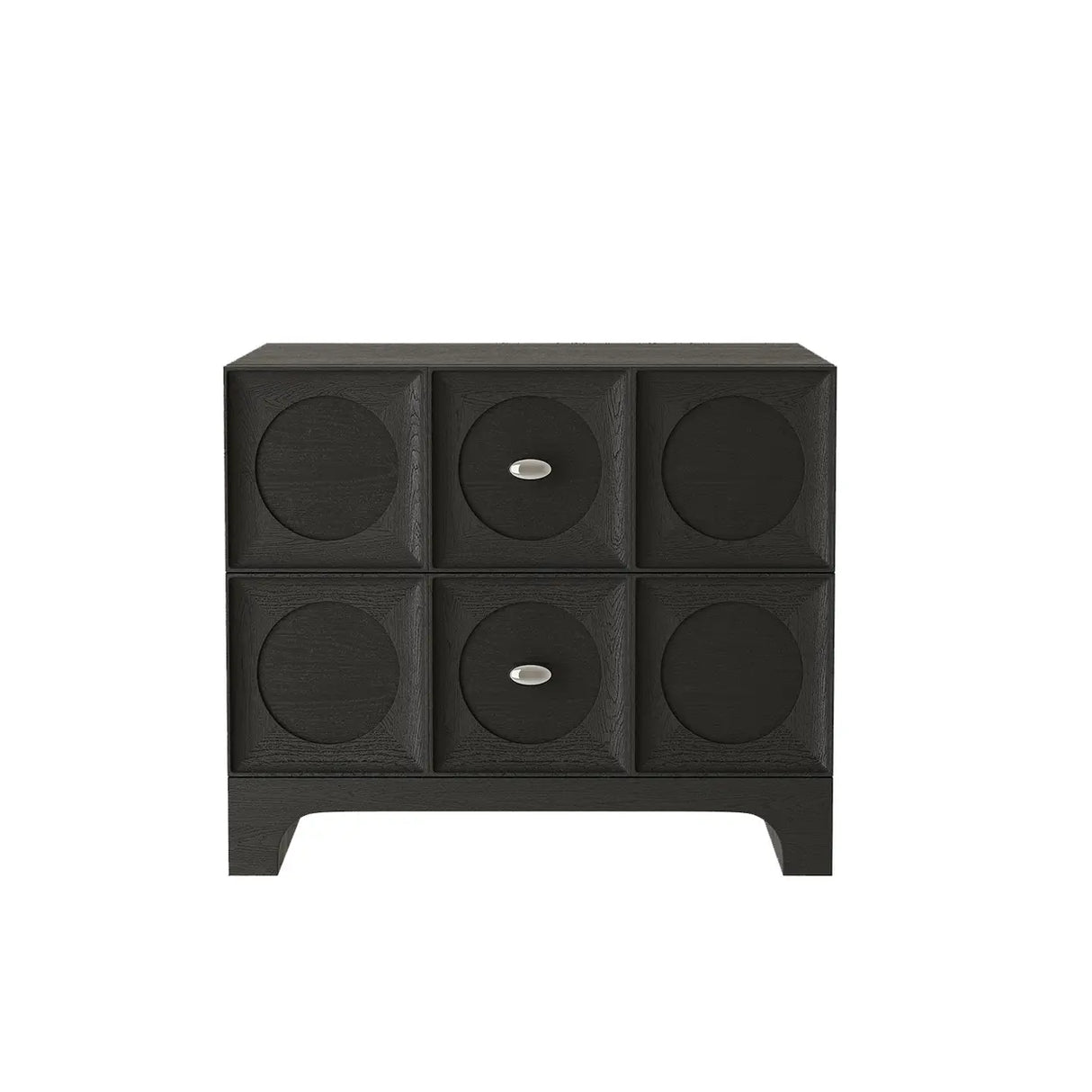 Oak 2-Drawer Storage Rectangular Wood Bedroom Nightstand Image - 3