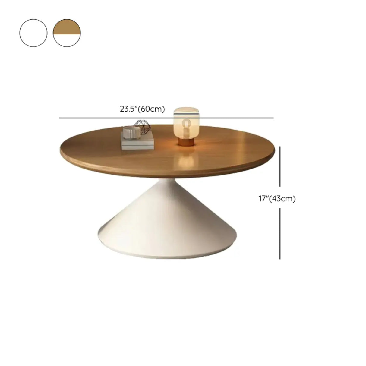 Oak Wood Orbicular Stone Nesting Small Coffee Table Image - 20