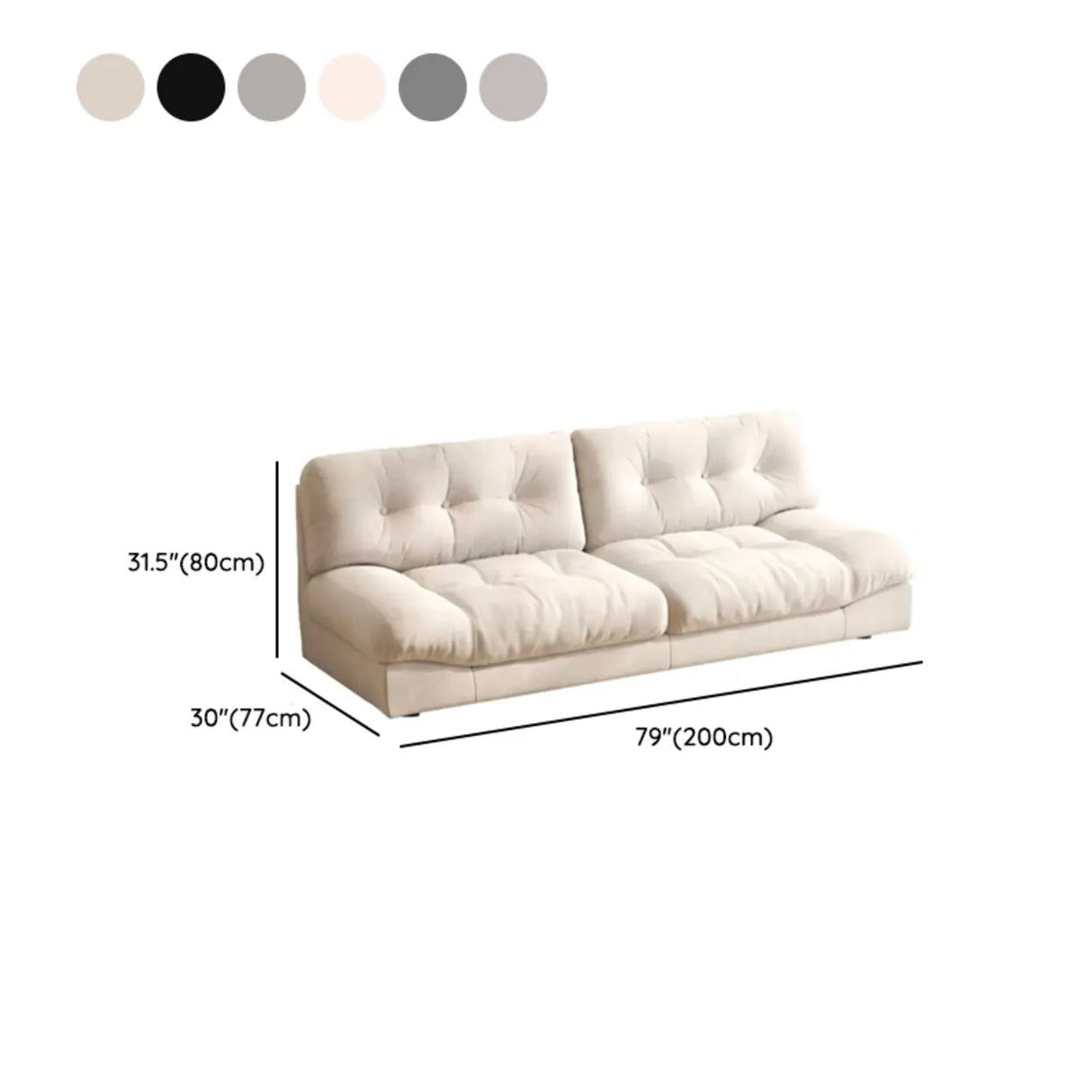 Off-White Anti Cat Scratch Fabric Tufted Back Loveseat Image - 15