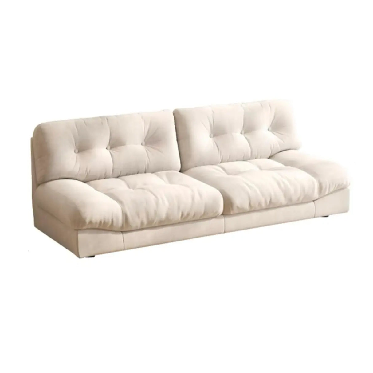 Off-White Anti Cat Scratch Fabric Tufted Back Loveseat Image - 2