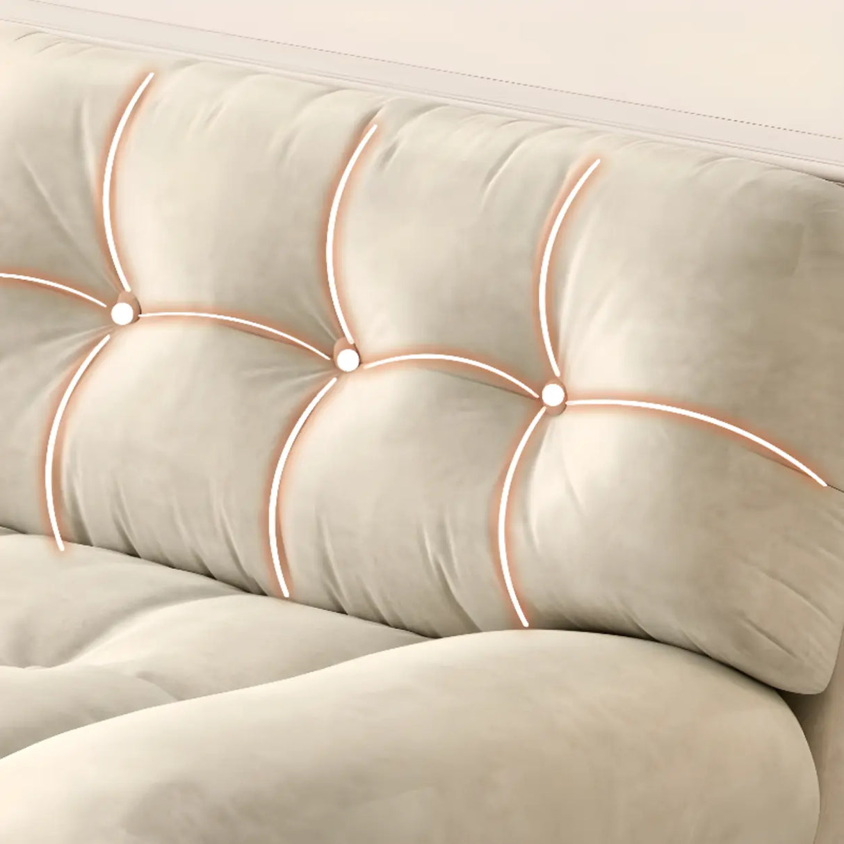 Off-White Anti Cat Scratch Fabric Tufted Back Loveseat Image - 3