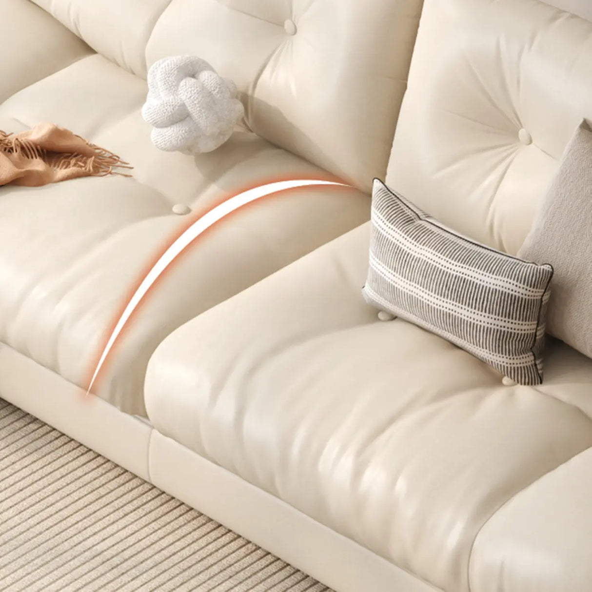 Off-White Anti Cat Scratch Fabric Tufted Back Loveseat Image - 7