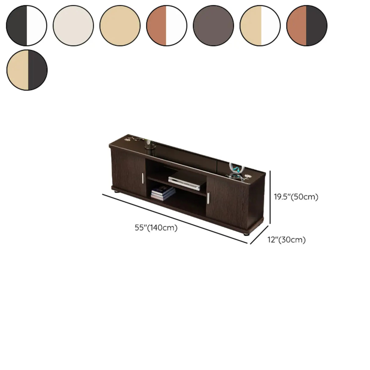 Off-White Artificial Wood Open Storage Cabinet TV Stand Image - 12