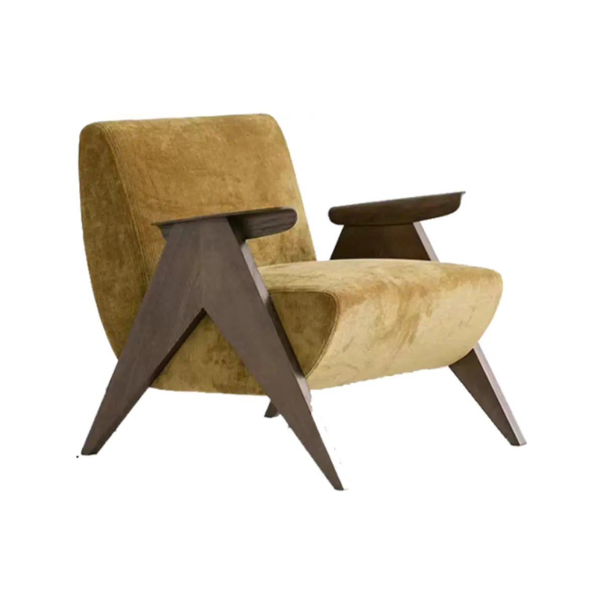 Off-White Chenille Fixed Back Wood Frame Accent Chair Image - 11