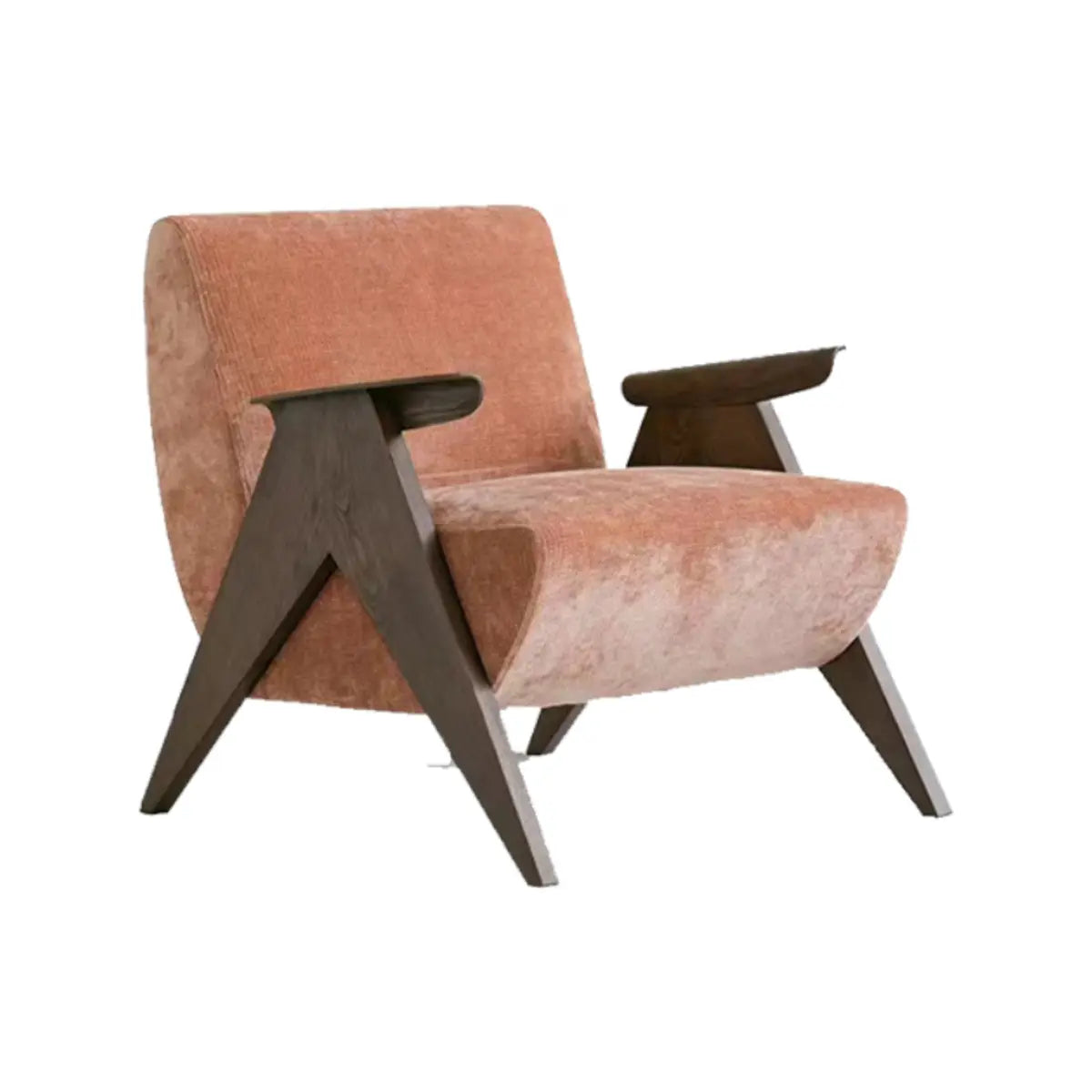 Off-White Chenille Fixed Back Wood Frame Accent Chair Image - 9