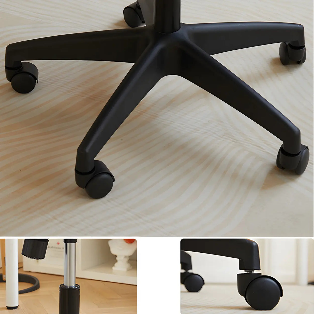 Off-White Ergonomic Modern Swivel PU Leather Office Chair Image - 11