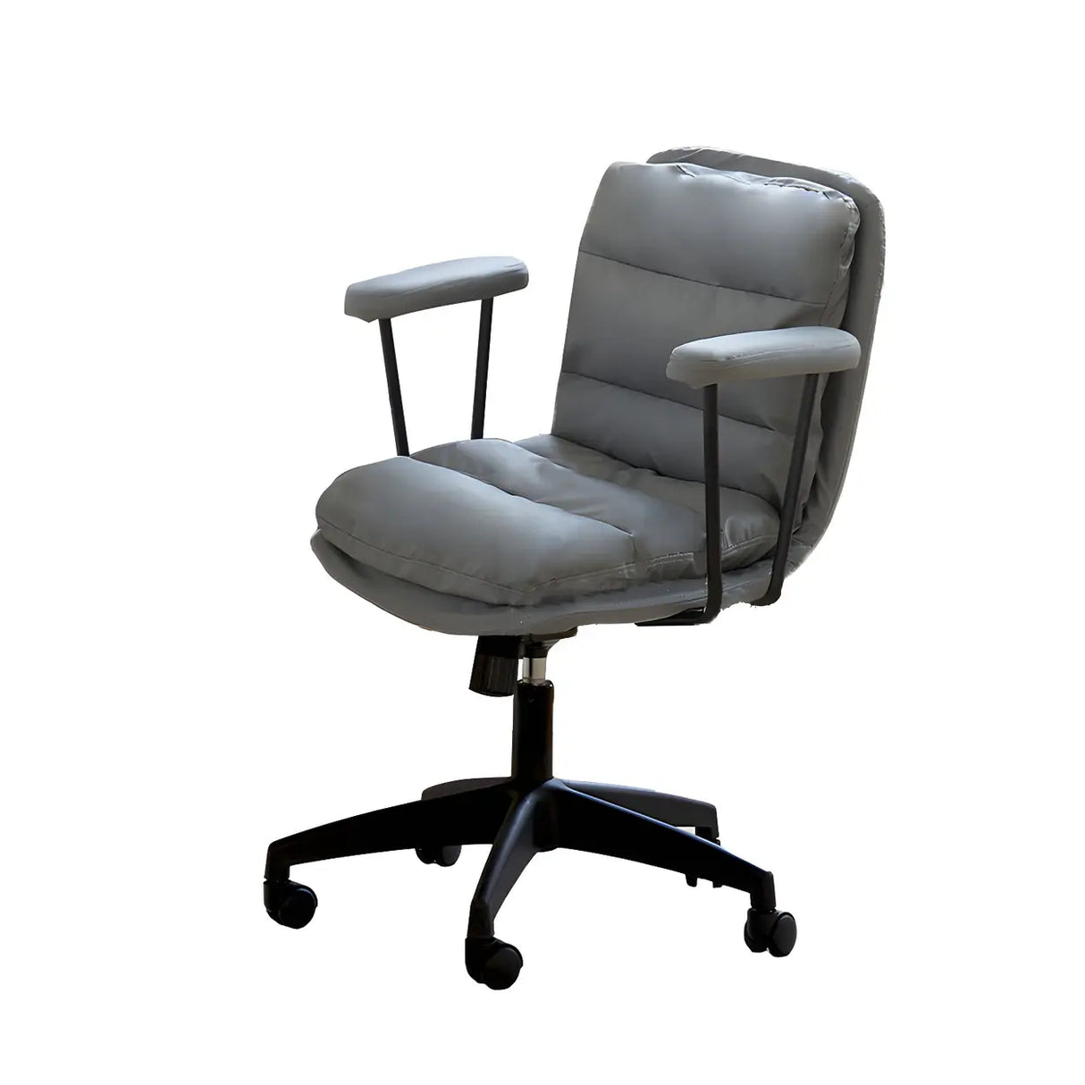 Off-White Ergonomic Modern Swivel PU Leather Office Chair Image - 12