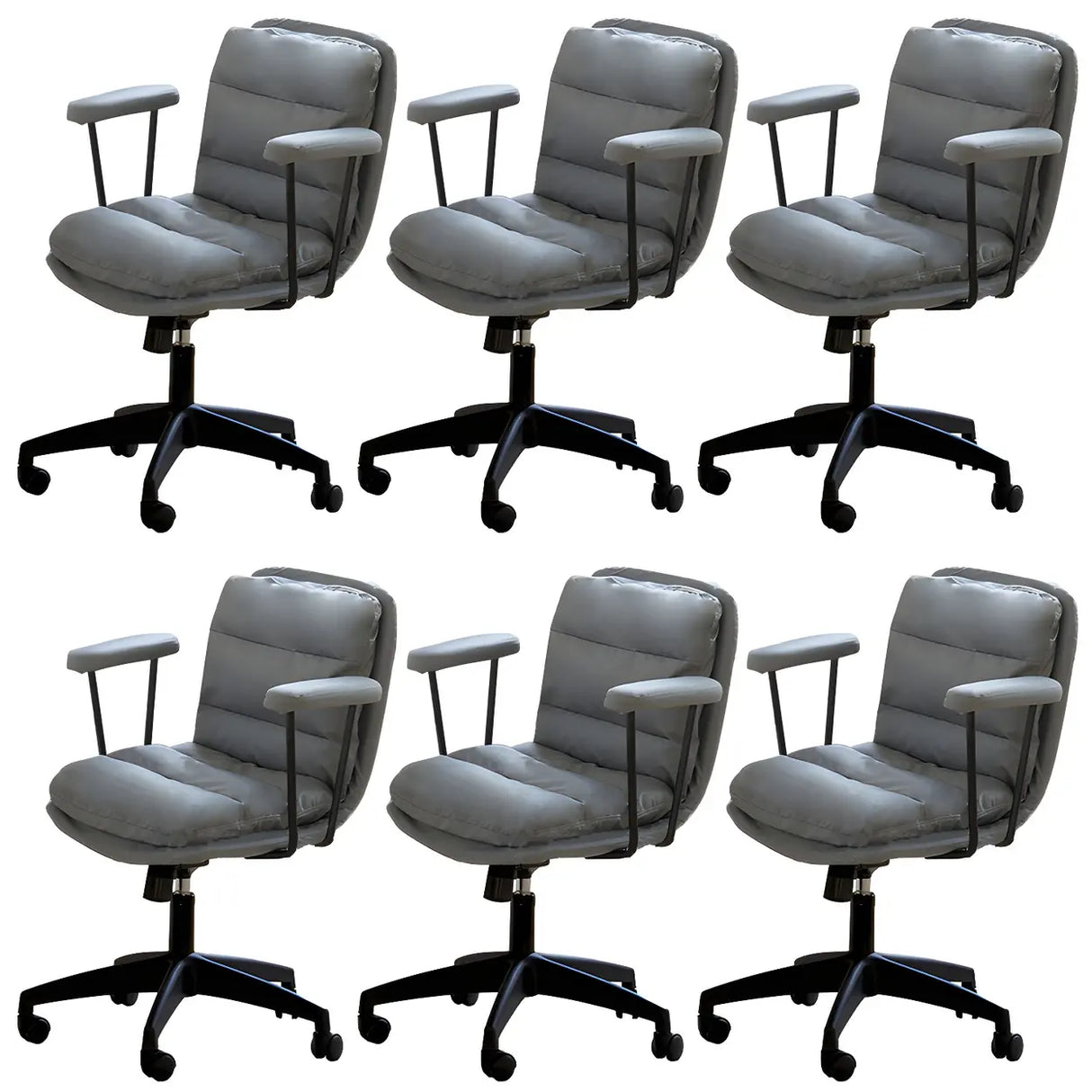 Off-White Ergonomic Modern Swivel PU Leather Office Chair Image - 18