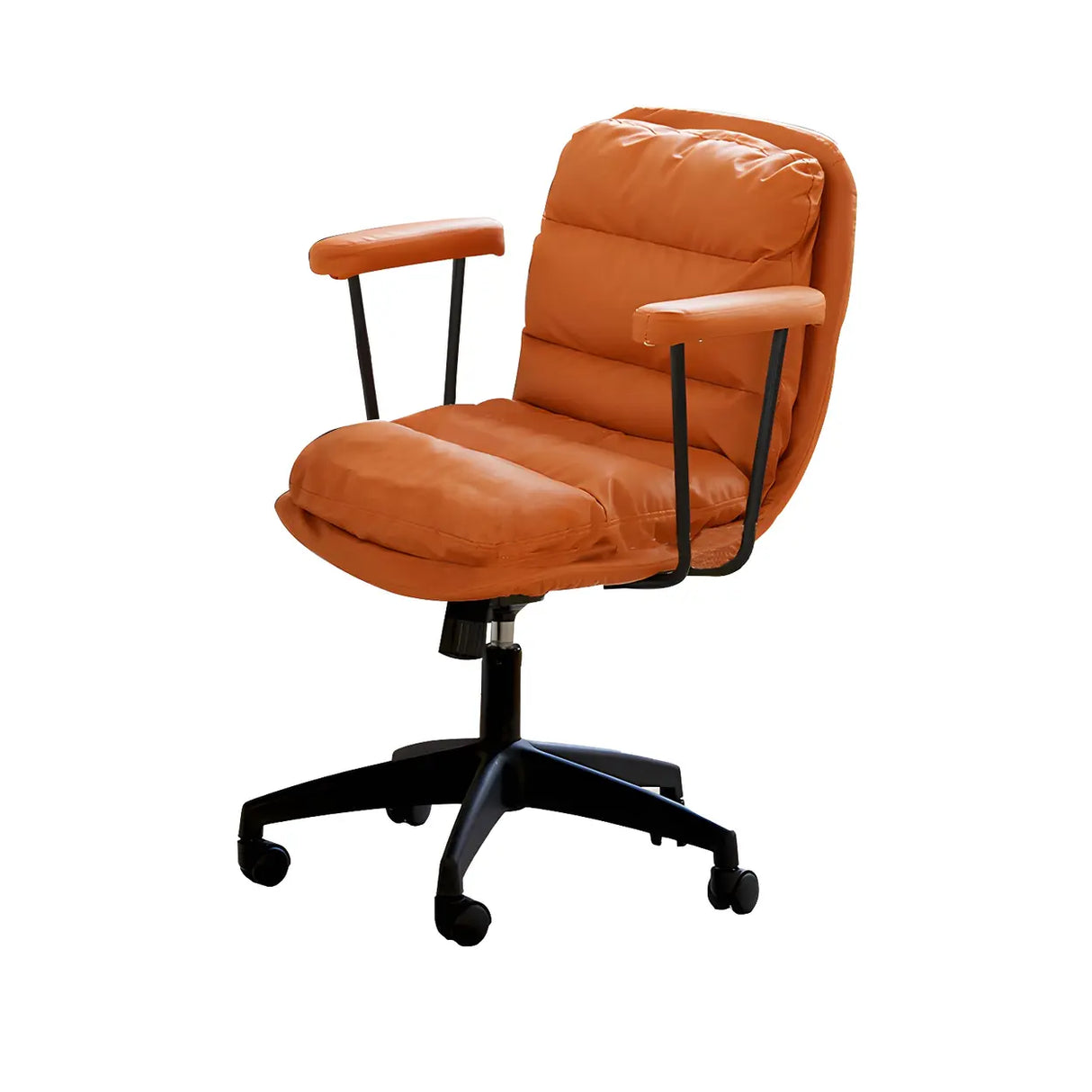 Off-White Ergonomic Modern Swivel PU Leather Office Chair Image - 21