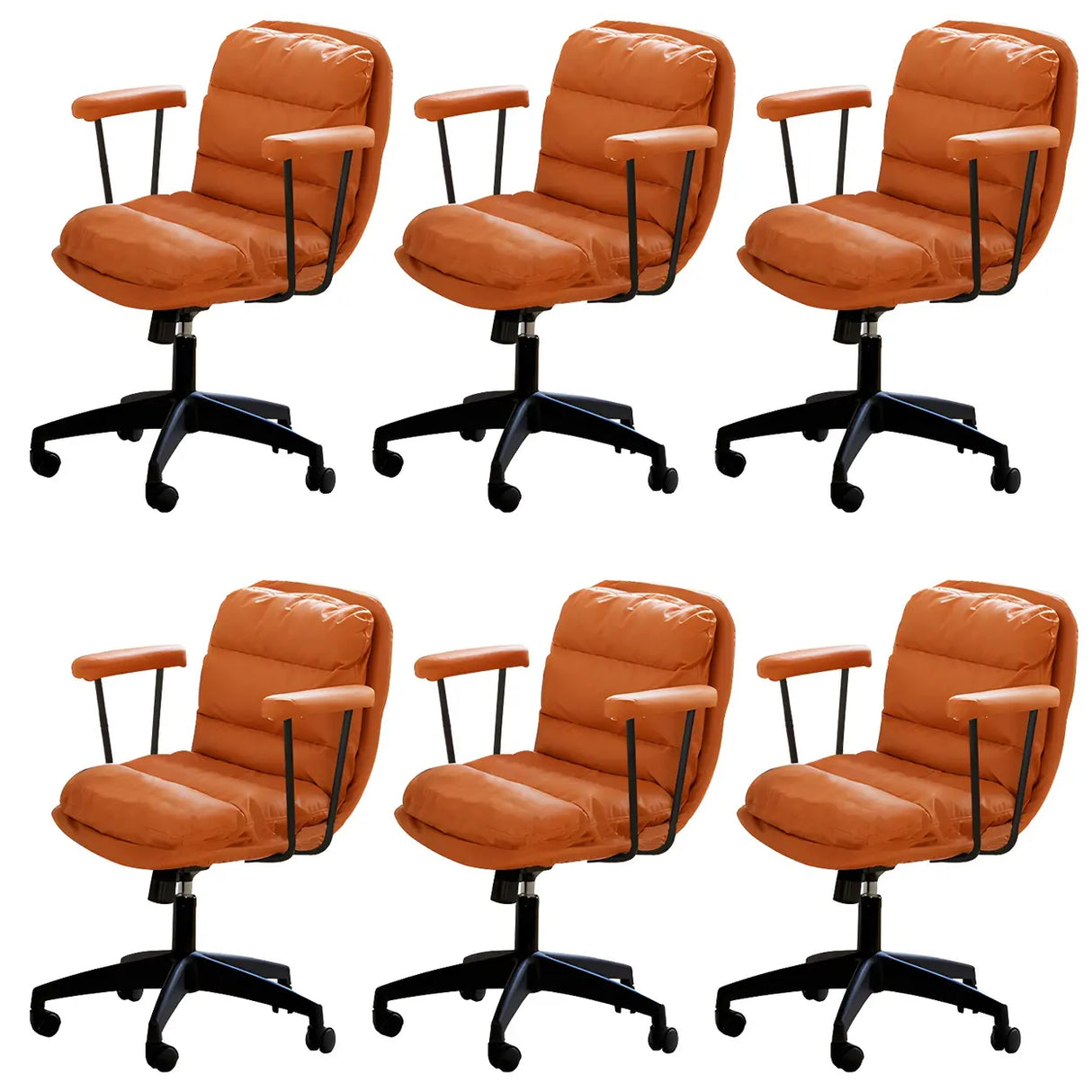 Off-White Ergonomic Modern Swivel PU Leather Office Chair Image - 24