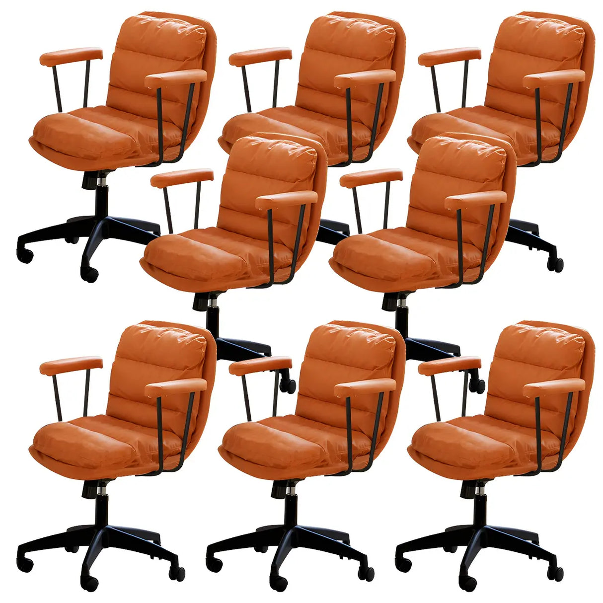 Off-White Ergonomic Modern Swivel PU Leather Office Chair Image - 25