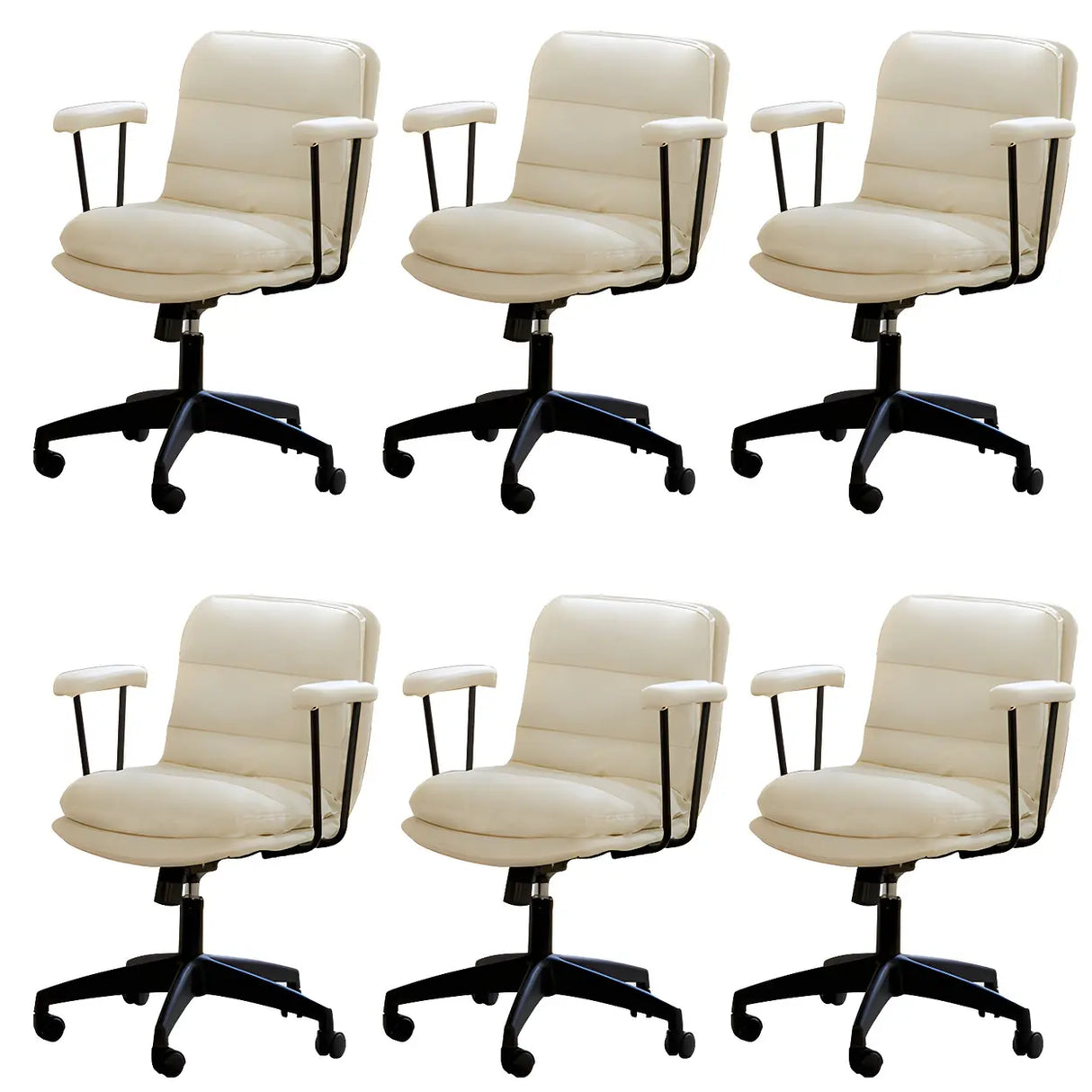 Off-White Ergonomic Modern Swivel PU Leather Office Chair Image - 28