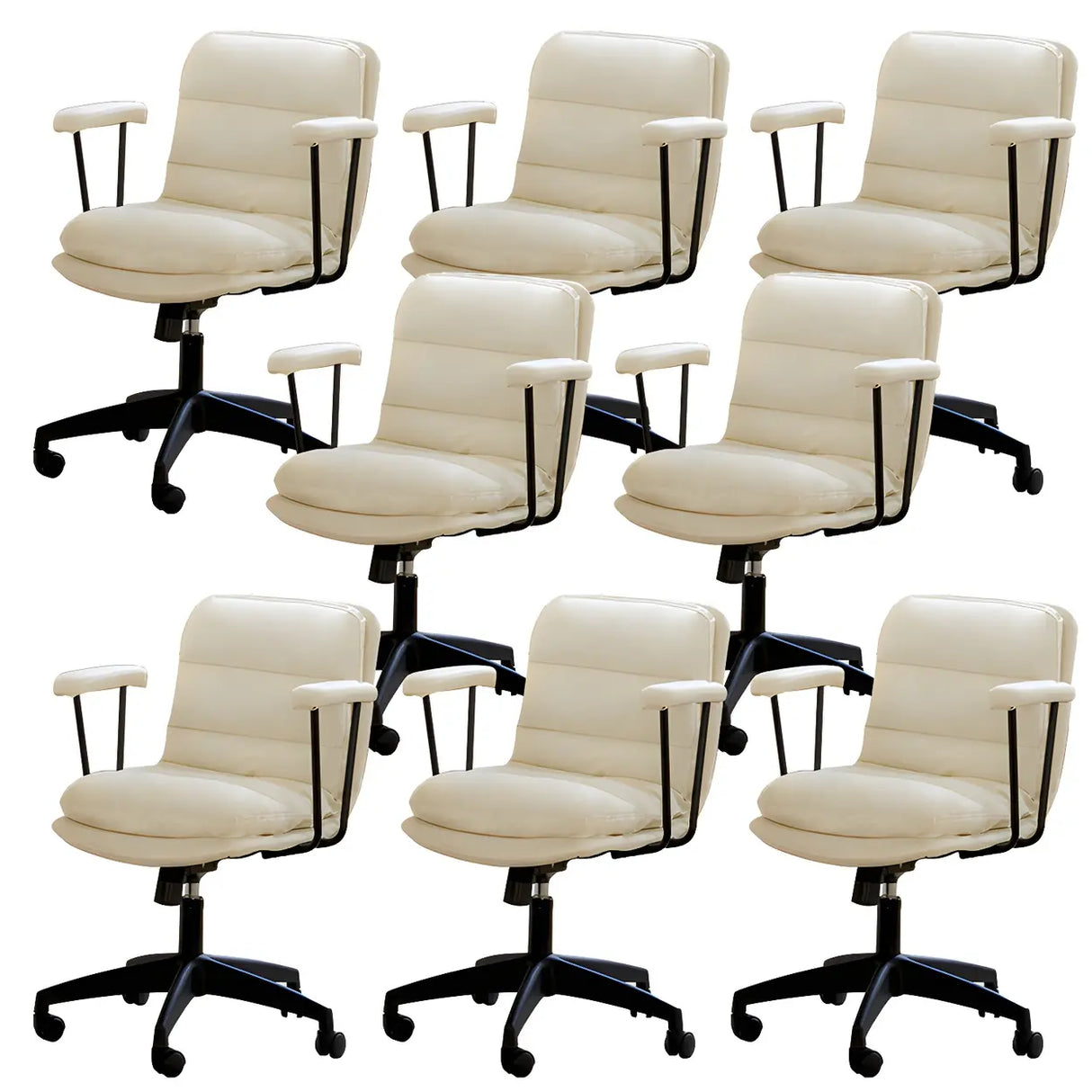 Off-White Ergonomic Modern Swivel PU Leather Office Chair Image - 29