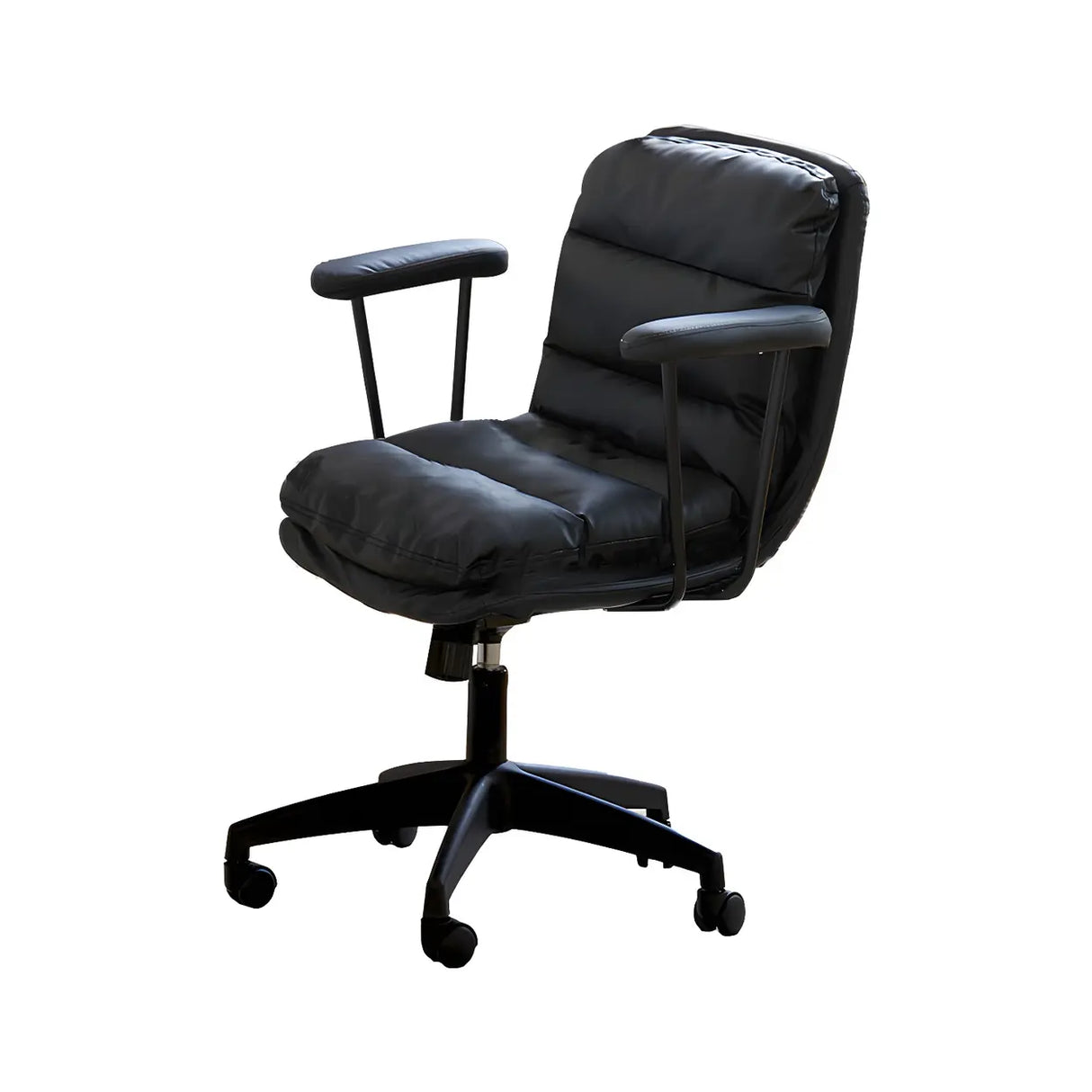 Off-White Ergonomic Modern Swivel PU Leather Office Chair Image - 2