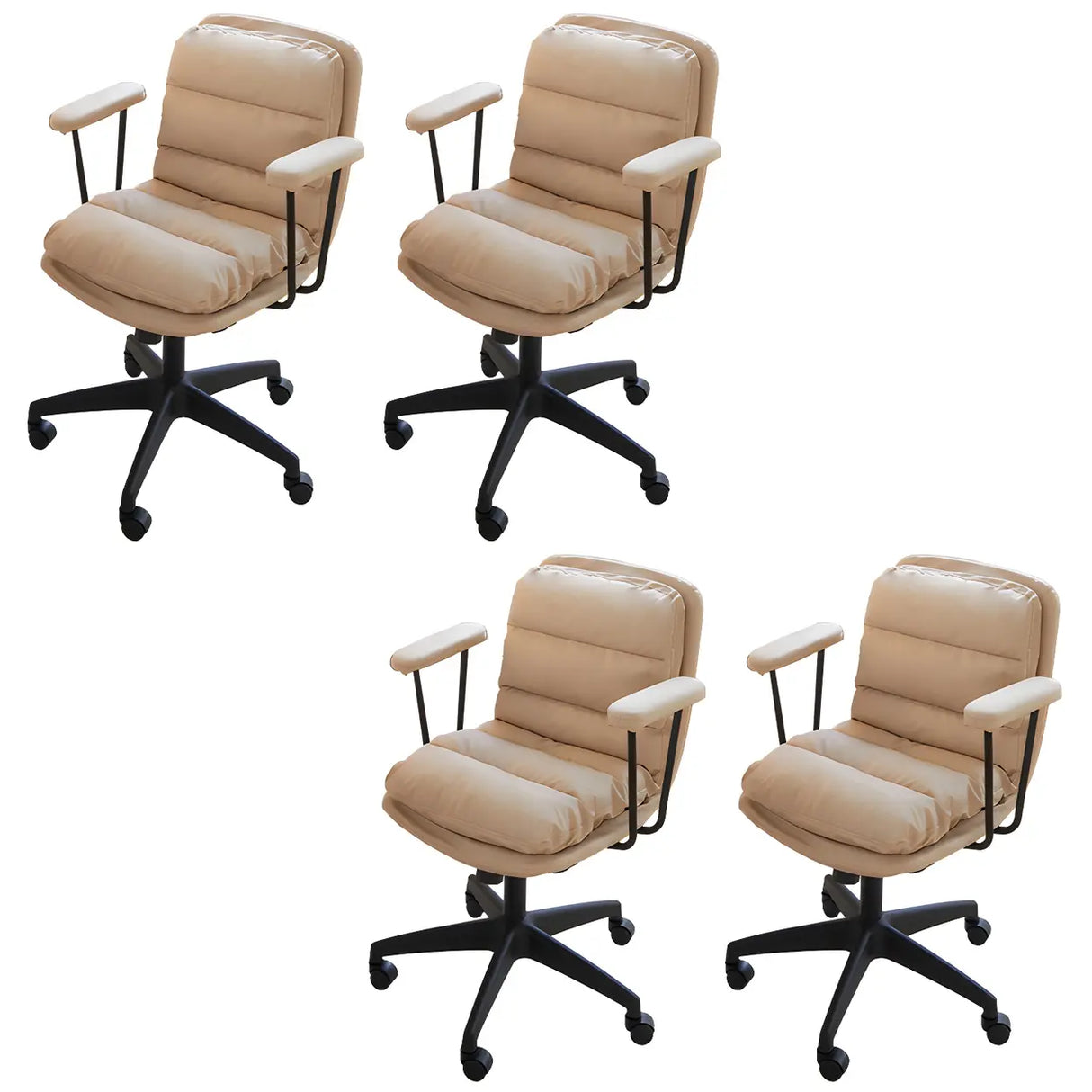 Off-White Ergonomic Modern Swivel PU Leather Office Chair Image - 31