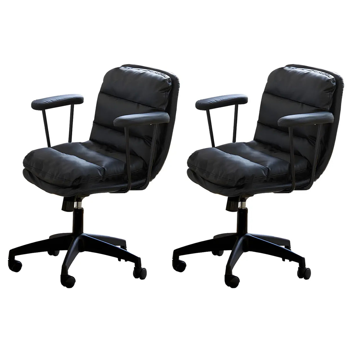Off-White Ergonomic Modern Swivel PU Leather Office Chair Image - 4