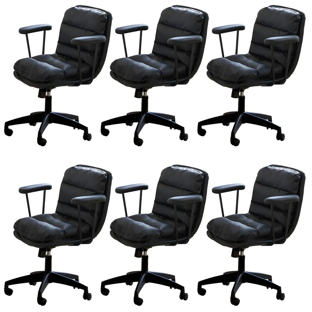 Off-White Ergonomic Modern Swivel PU Leather Office Chair Image - 8