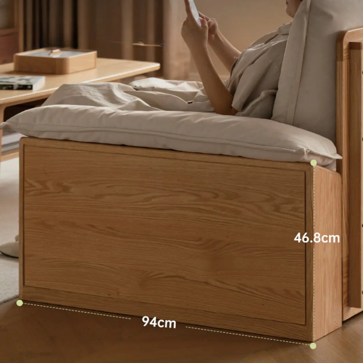 Off-White Faux Cotton Linen Wood Frame Extra Long Sofa Image - 11