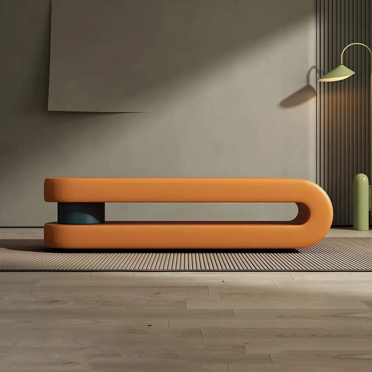 Off-White Faux Leather Upholstered Bedroom Bench Image - 11