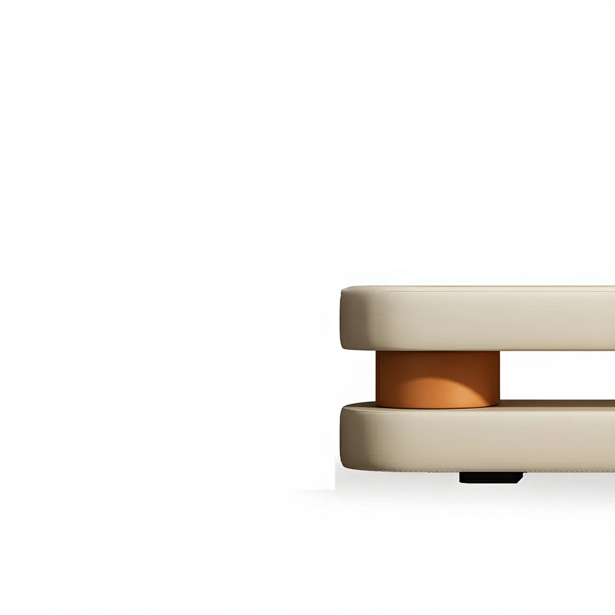 Off-White Faux Leather Upholstered Bedroom Bench Image - 12