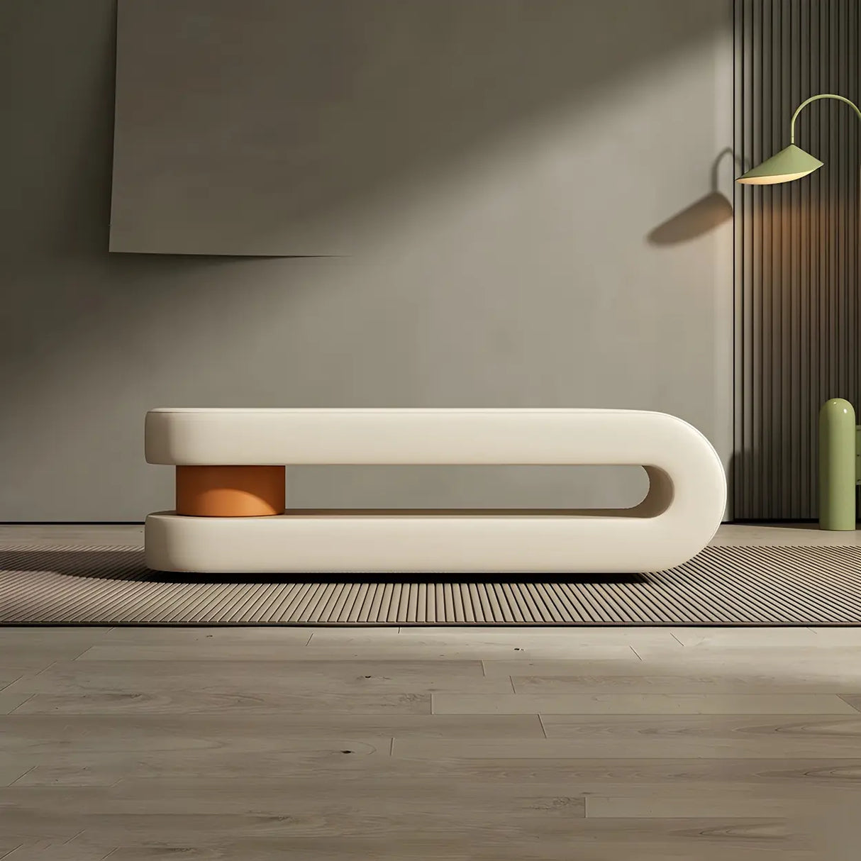 Off-White Faux Leather Upholstered Bedroom Bench Image - 13