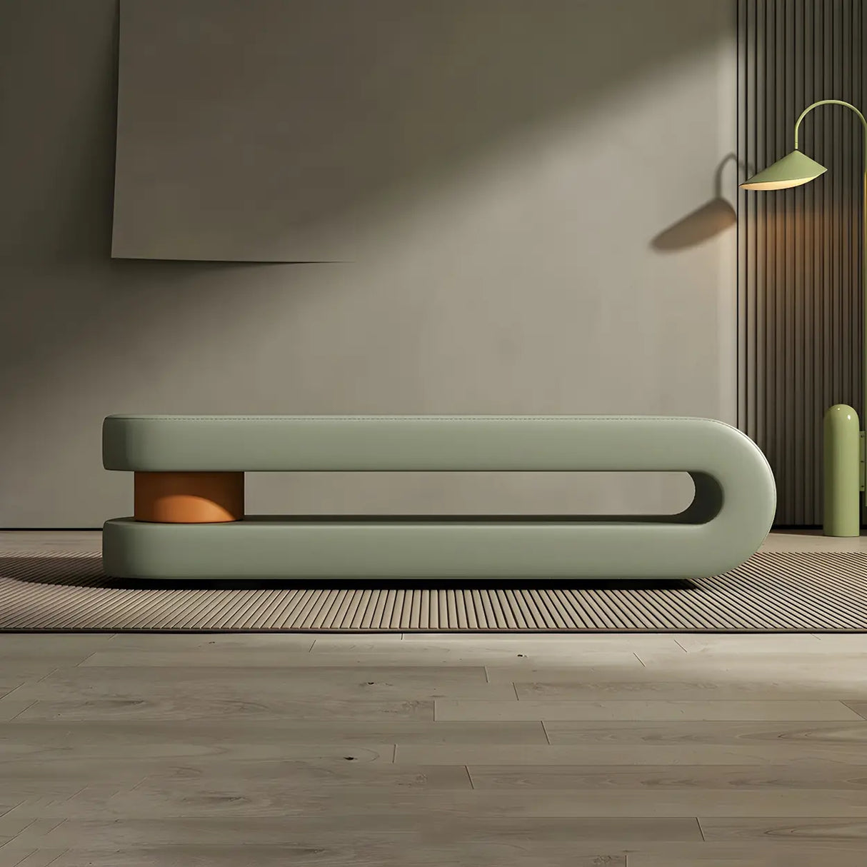 Off-White Faux Leather Upholstered Bedroom Bench Image - 3