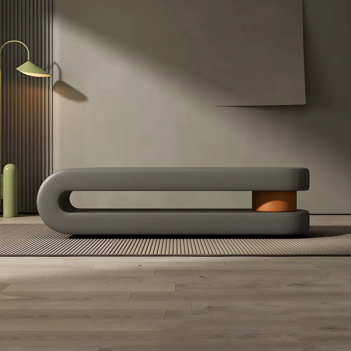 Off-White Faux Leather Upholstered Bedroom Bench Image - 8