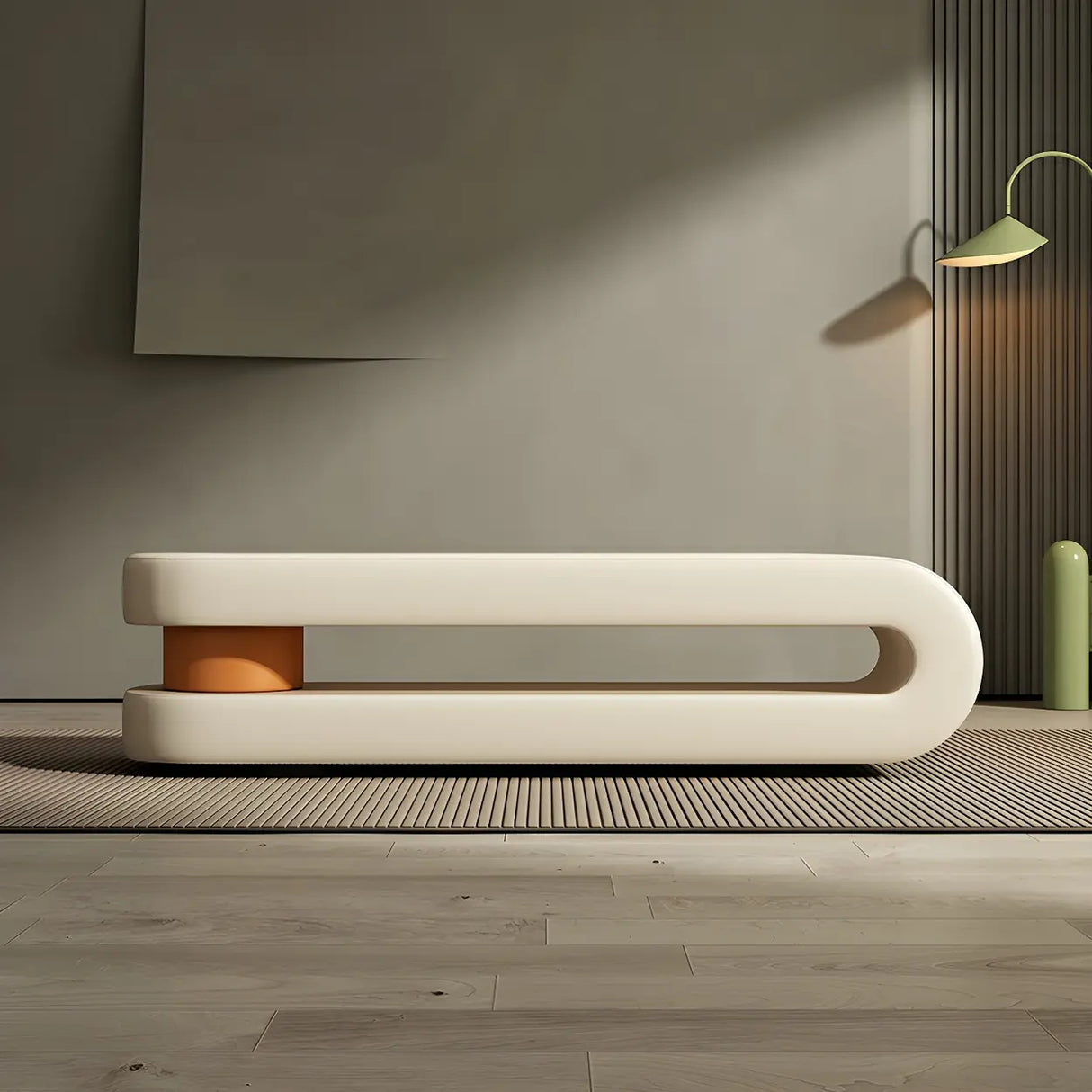 Off-White Faux Leather Upholstered Bedroom Bench Image - 9