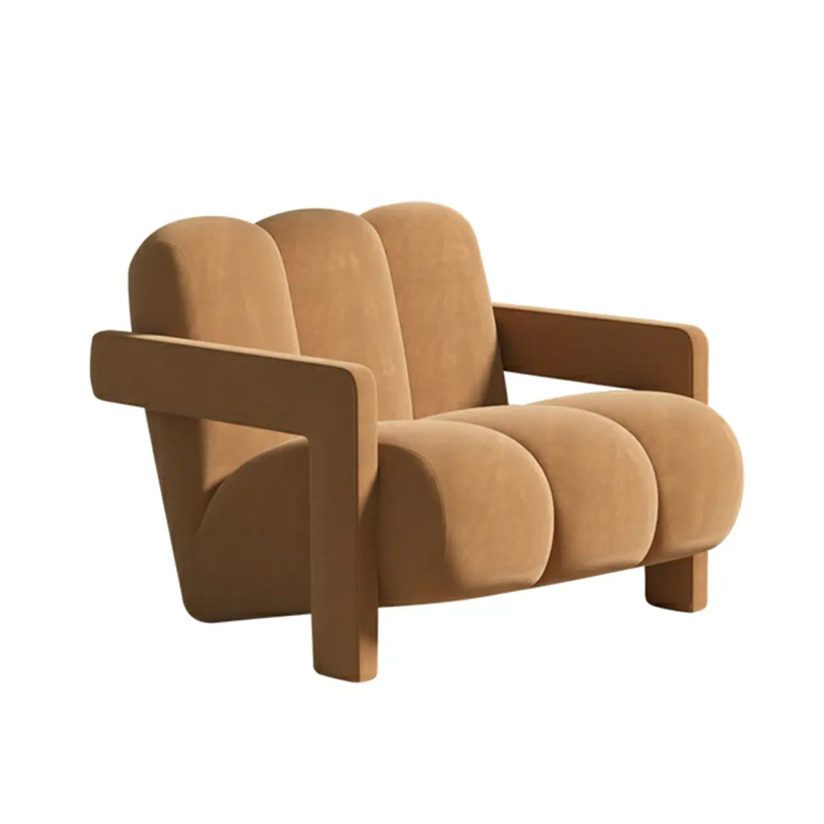 Off-White Frosted Velvet Mid-Back Fixed Back Arm Chair Image - 13