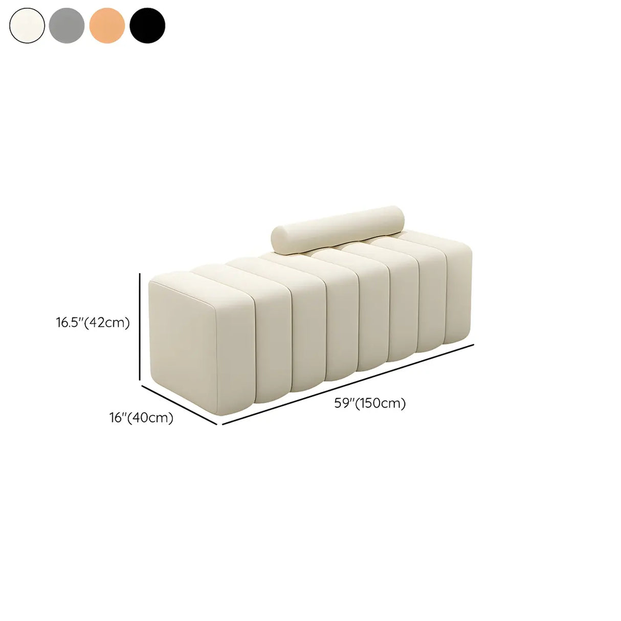 Off-White Pine Wood Frame Upholstered Bedroom Bench Image - 16