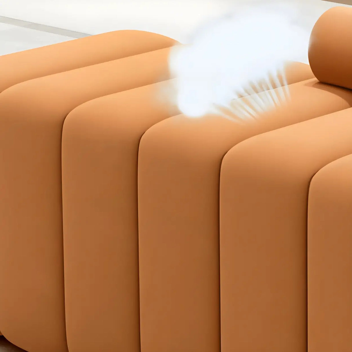 Off-White Pine Wood Frame Upholstered Bedroom Bench Image - 7