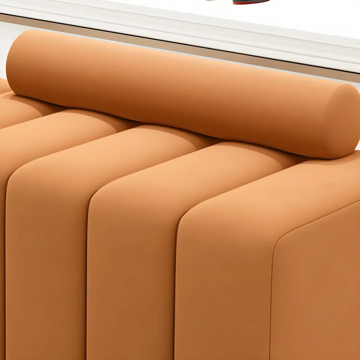 Off-White Pine Wood Frame Upholstered Bedroom Bench Image - 8