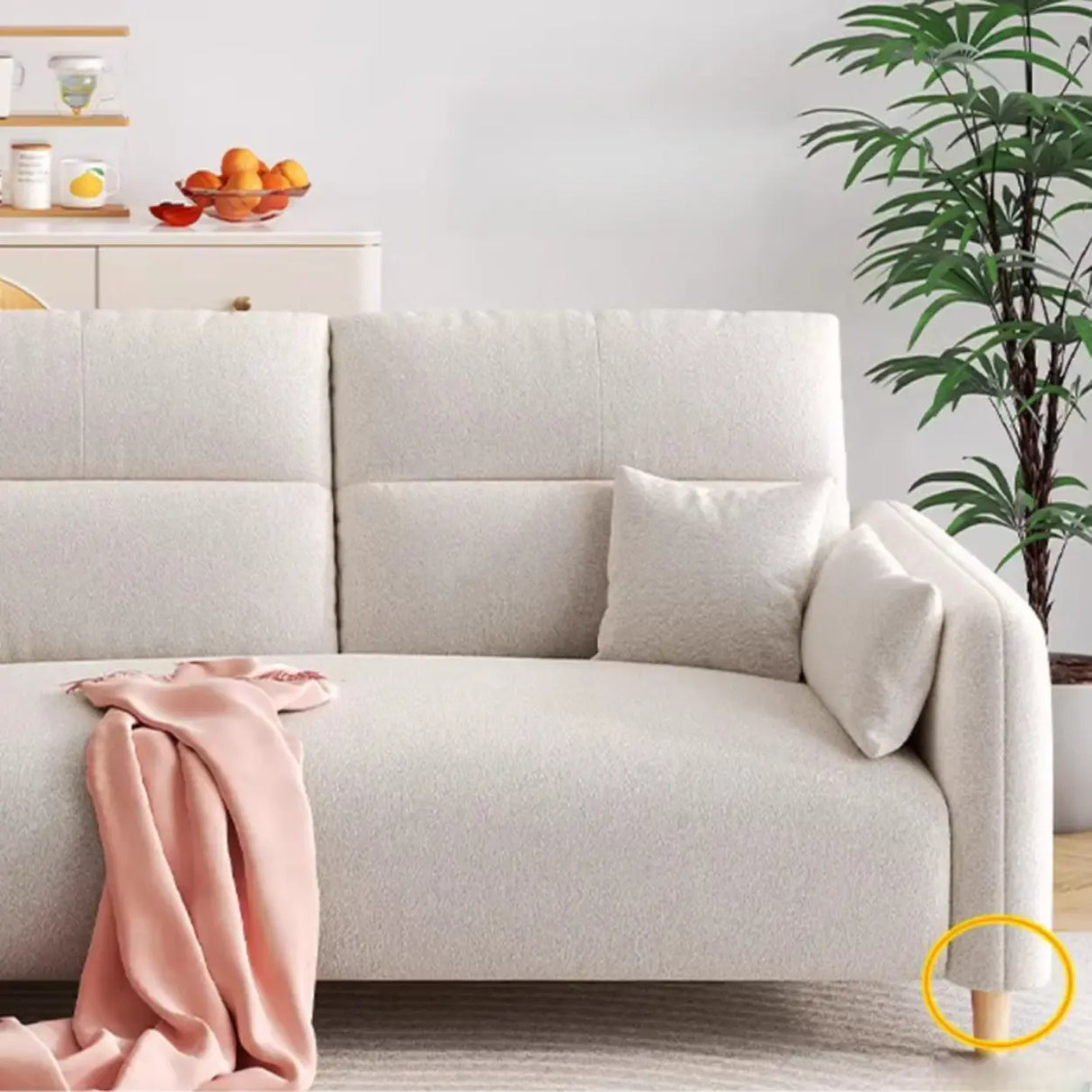 Off-White Premium Velvet Biscuit Back Foam Fill Sofa Image - 6