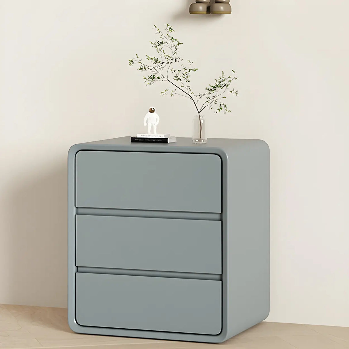 Off-White Scandinavian Wood Vertical Chest with Drawers Image - 13