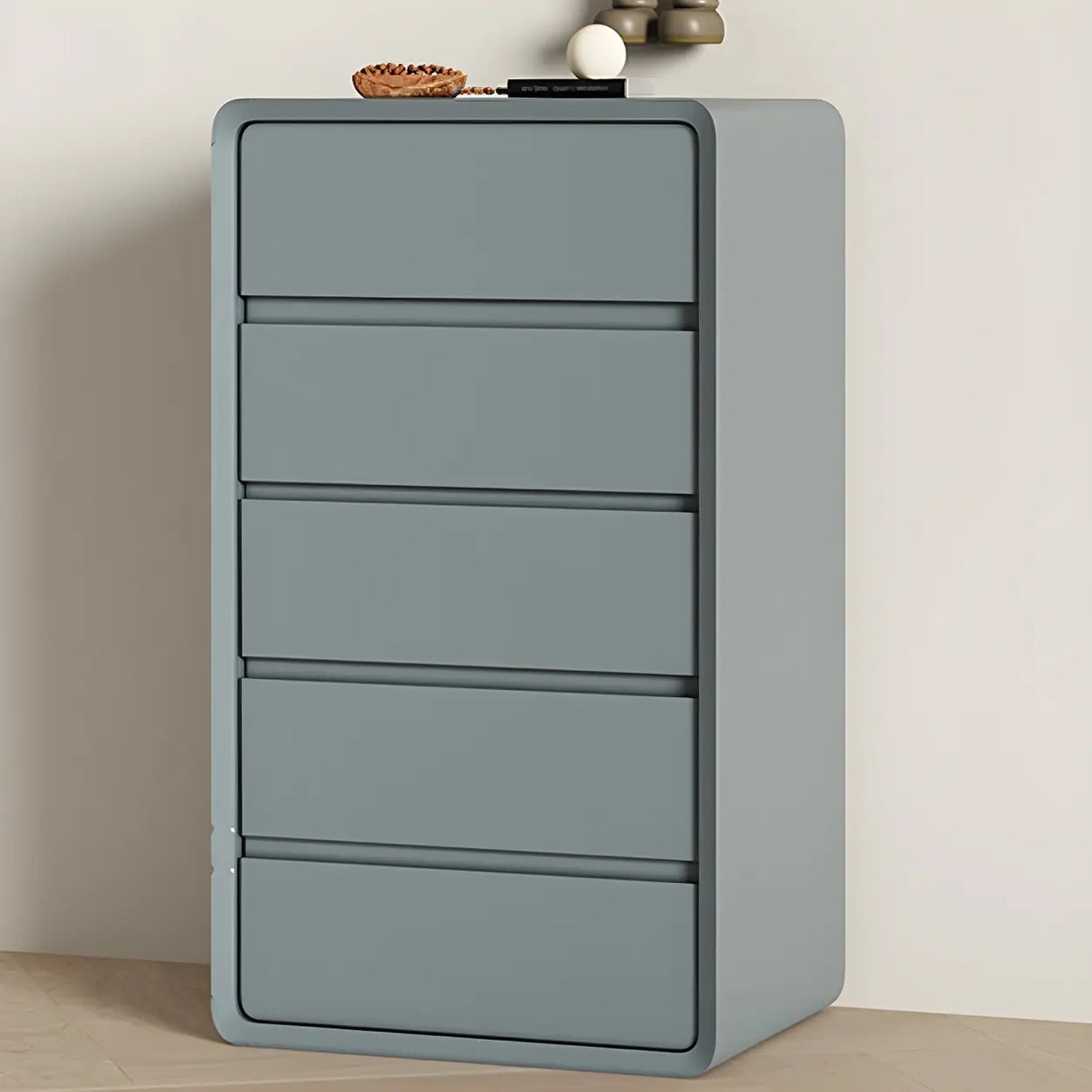 Off-White Scandinavian Wood Vertical Chest with Drawers Image - 17