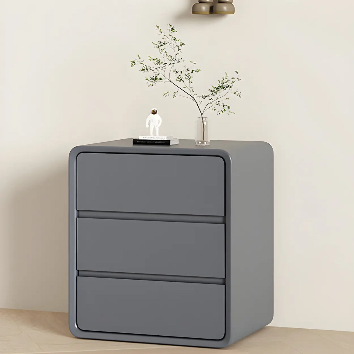 Off-White Scandinavian Wood Vertical Chest with Drawers Image - 18