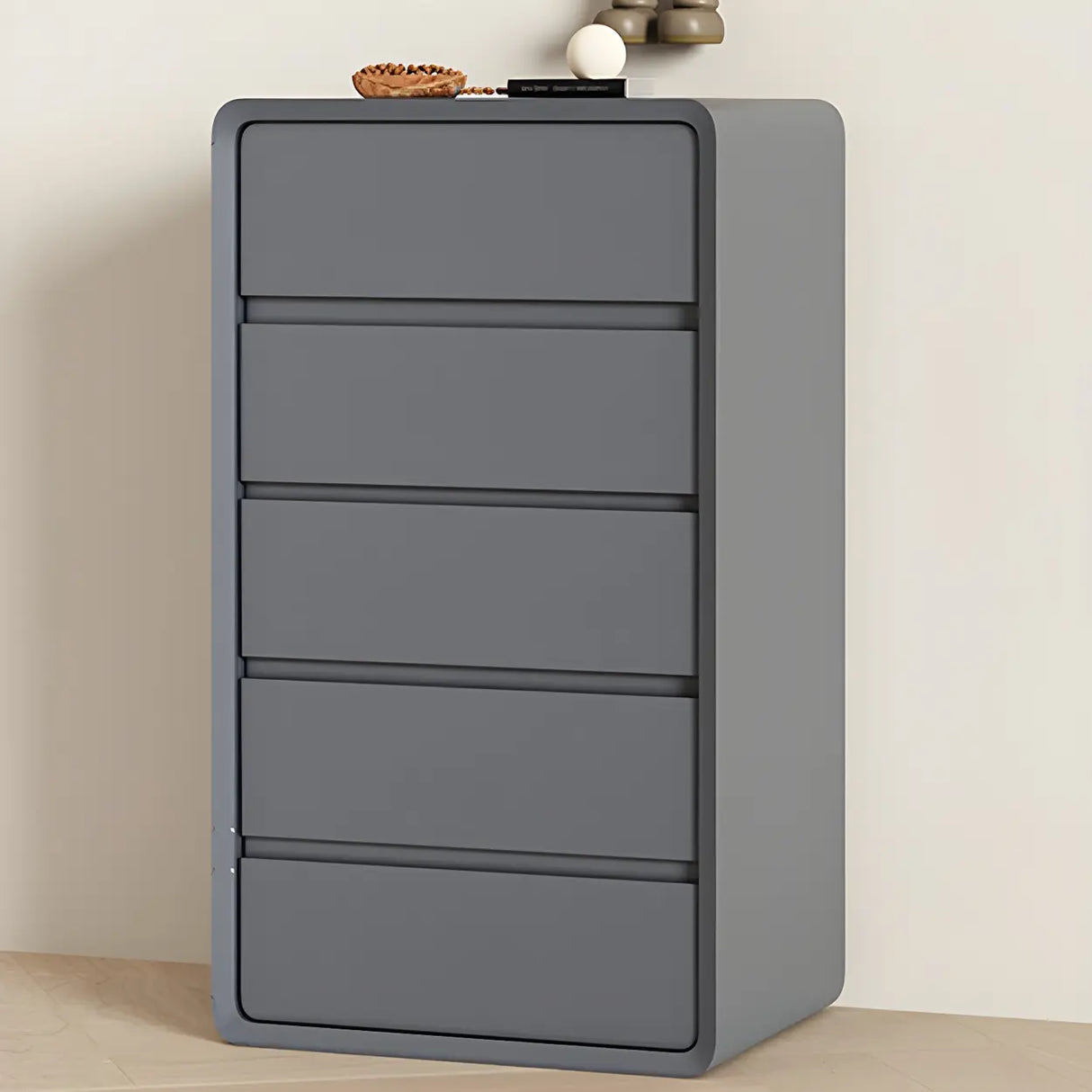 Off-White Scandinavian Wood Vertical Chest with Drawers Image - 20