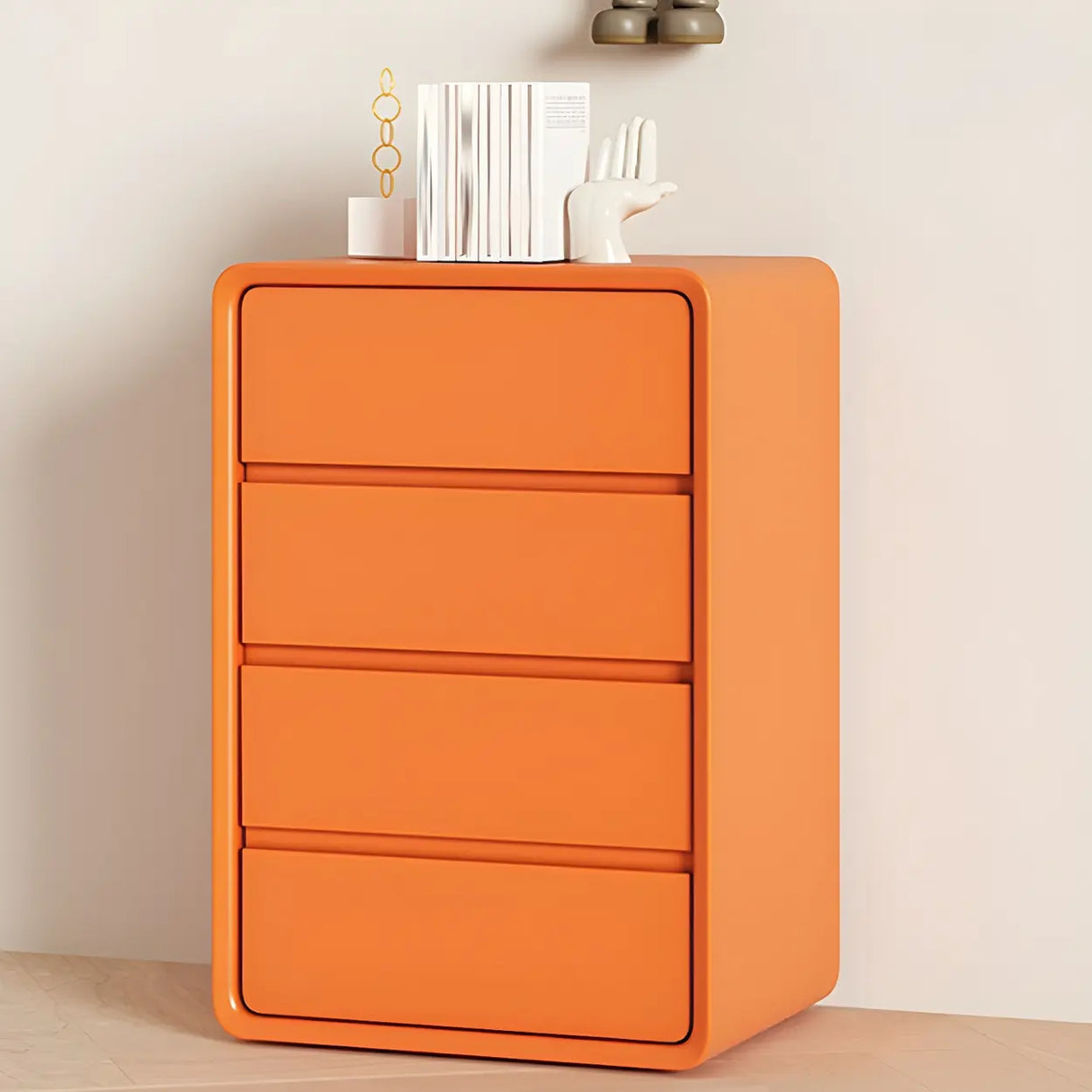 Off-White Scandinavian Wood Vertical Chest with Drawers Image - 22