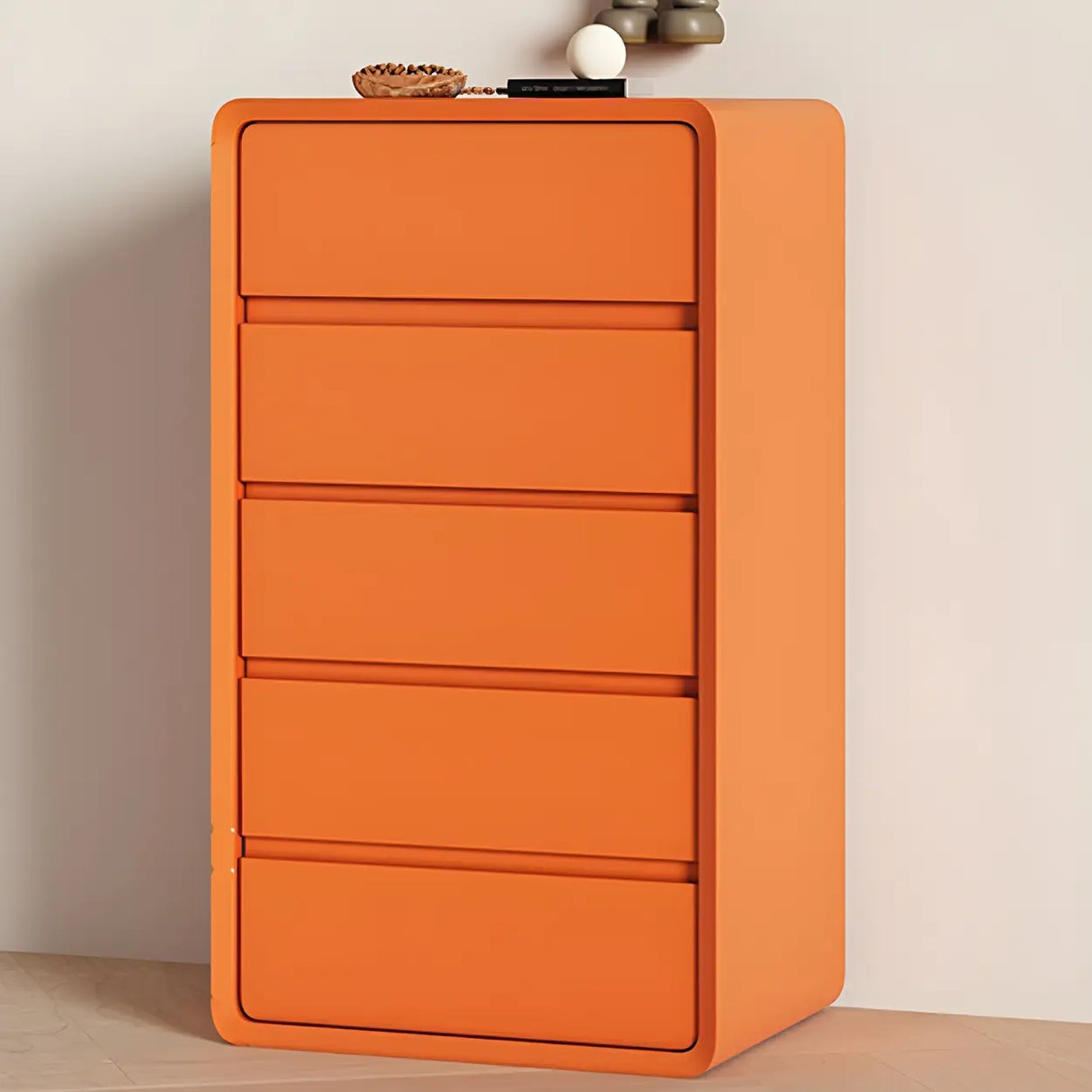 Off-White Scandinavian Wood Vertical Chest with Drawers Image - 23