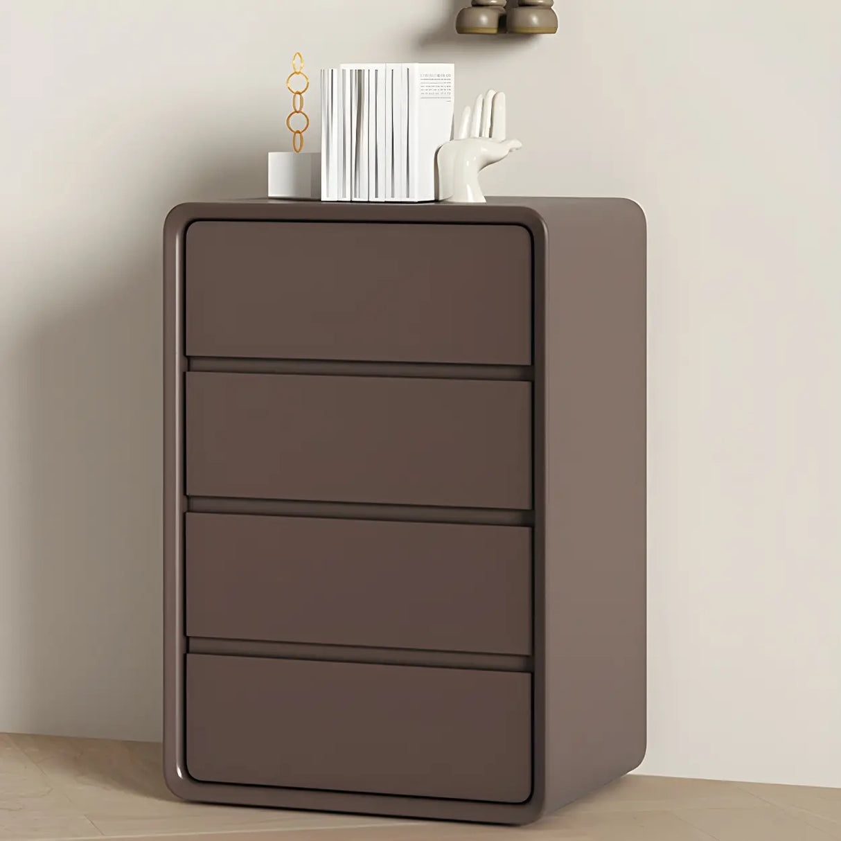 Off-White Scandinavian Wood Vertical Chest with Drawers Image - 25