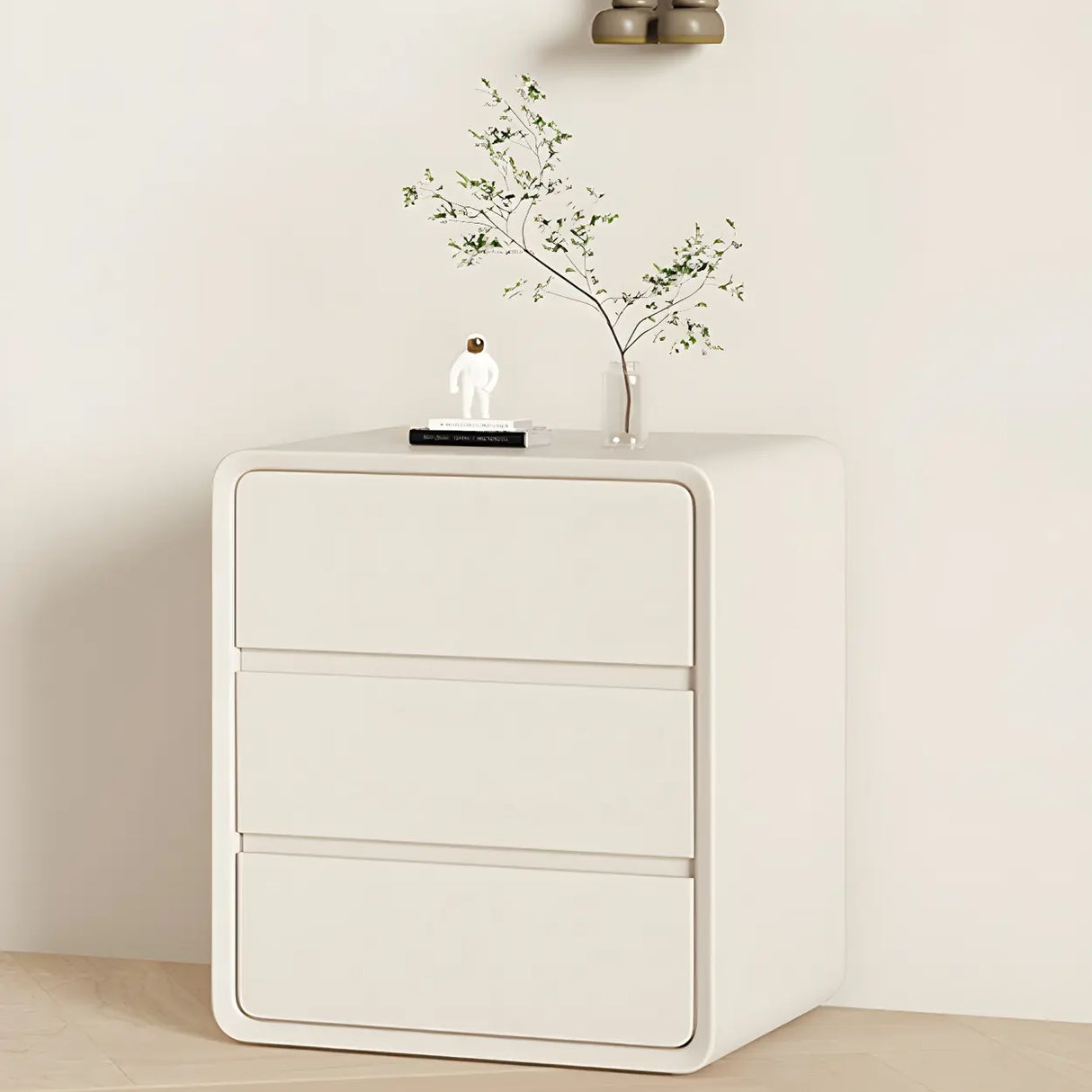 Off-White Scandinavian Wood Vertical Chest with Drawers Image - 2
