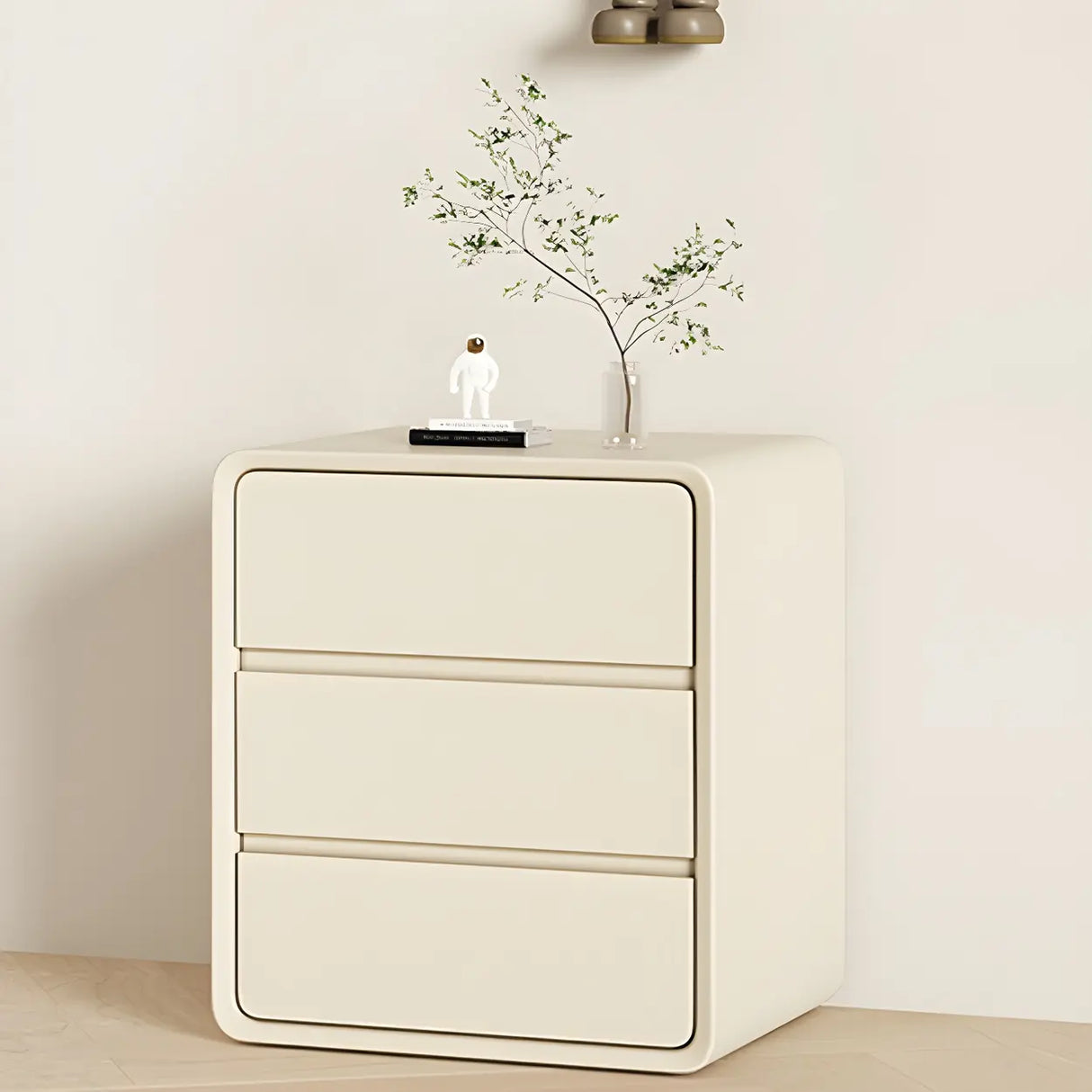 Off-White Scandinavian Wood Vertical Chest with Drawers Image - 7