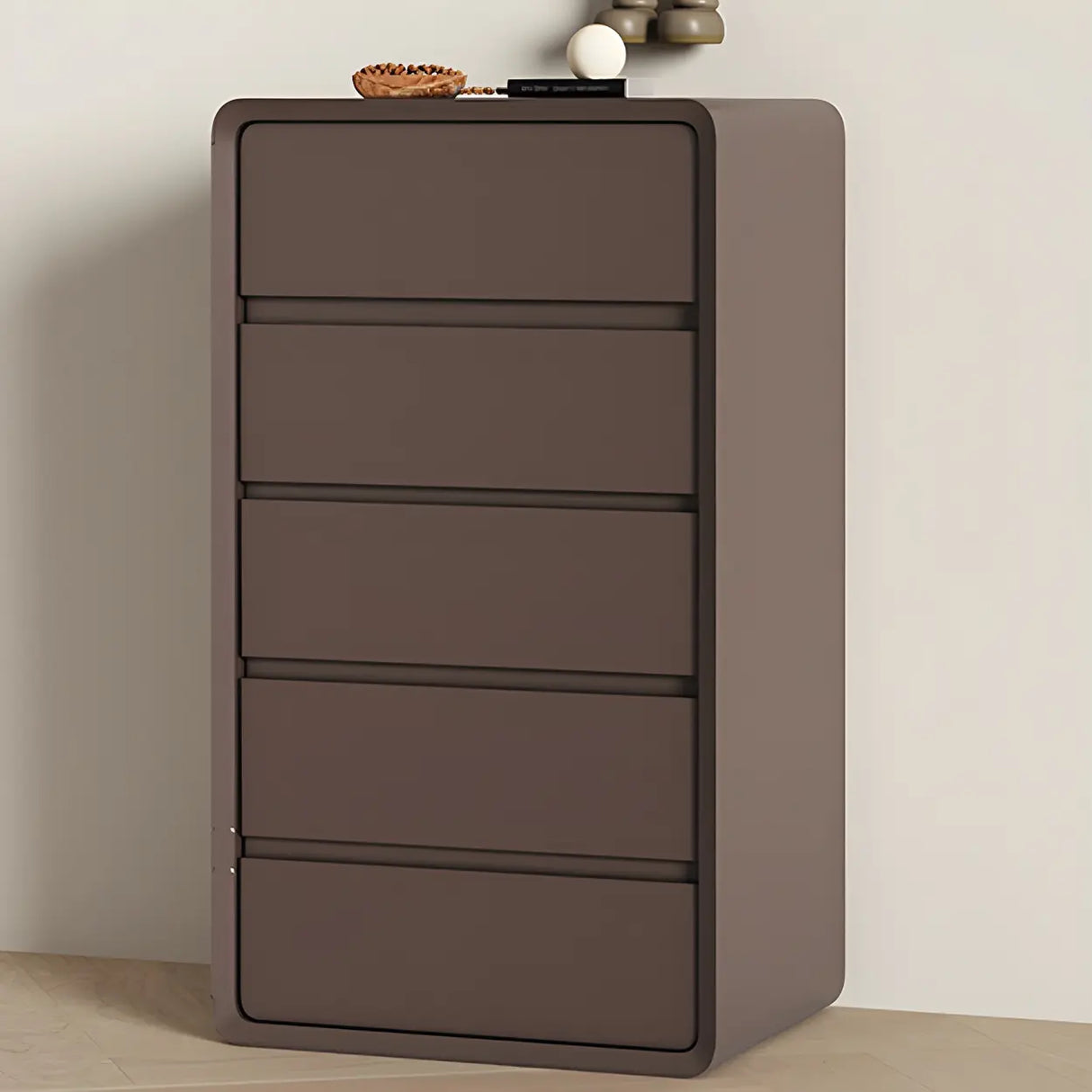 Off-White Scandinavian Wood Vertical Chest with Drawers Image - 26