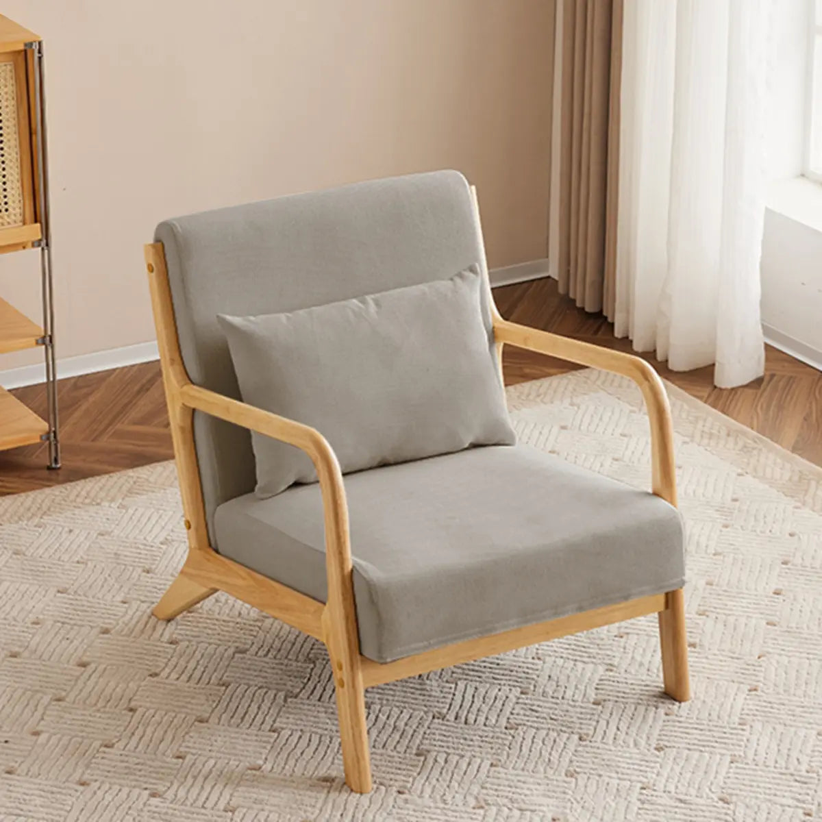 Off-White Scratch Resistant Cotton Linen Lounge Chair Image - 11