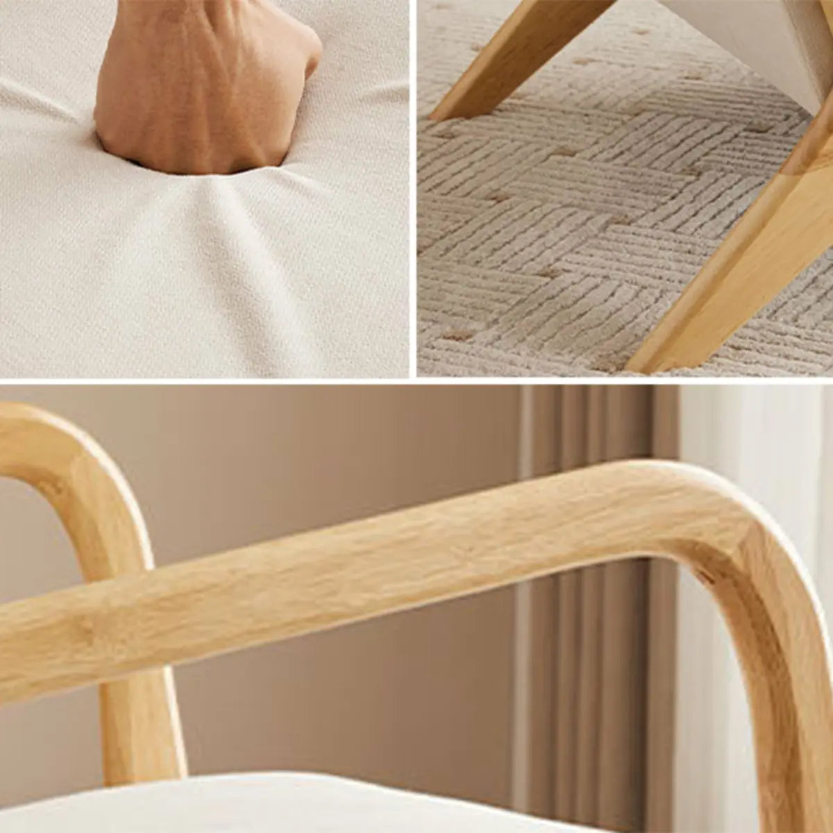 Off-White Scratch Resistant Cotton Linen Lounge Chair Image - 12