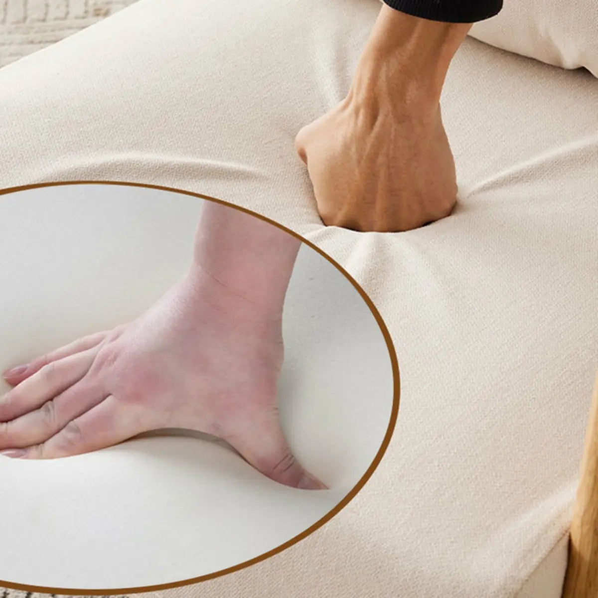 Off-White Scratch Resistant Cotton Linen Lounge Chair Image - 14